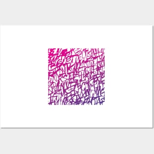 Handwritten Purple Gradient Lettering Pattern for Clothing, Accessories, and Home Decor Posters and Art